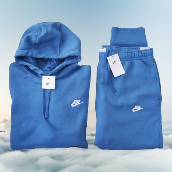 Nike Mens Club Fleece Sweatsuit Tracksuit Matching Set Size 2XL Marina Blue - Picture 1 of 8
